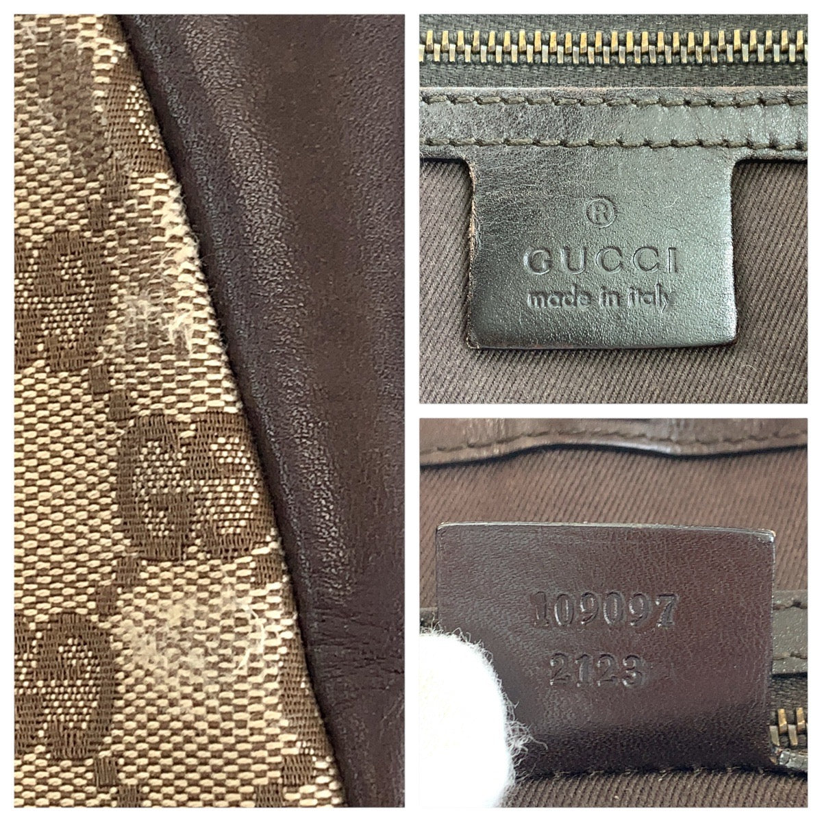 GUCCI Shoulder Bag 109097 GG canvas, leather Brown Gold Metal Shoulder Bag pochette Women Used