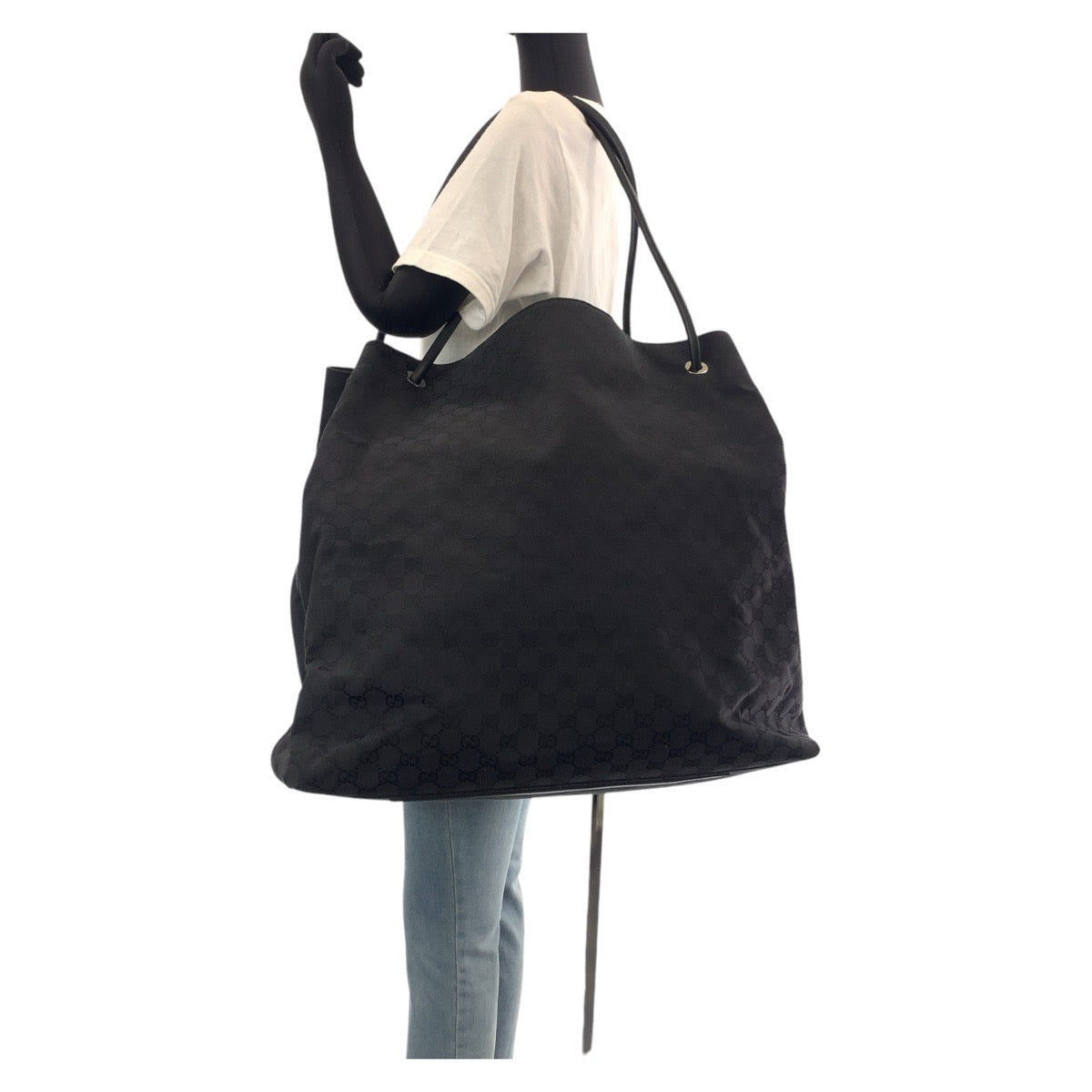 GUCCI Tote Bag 101268 GG canvas, leather BlackSilverMetal Tote Bag Shoulder Bag Unisex Women Used