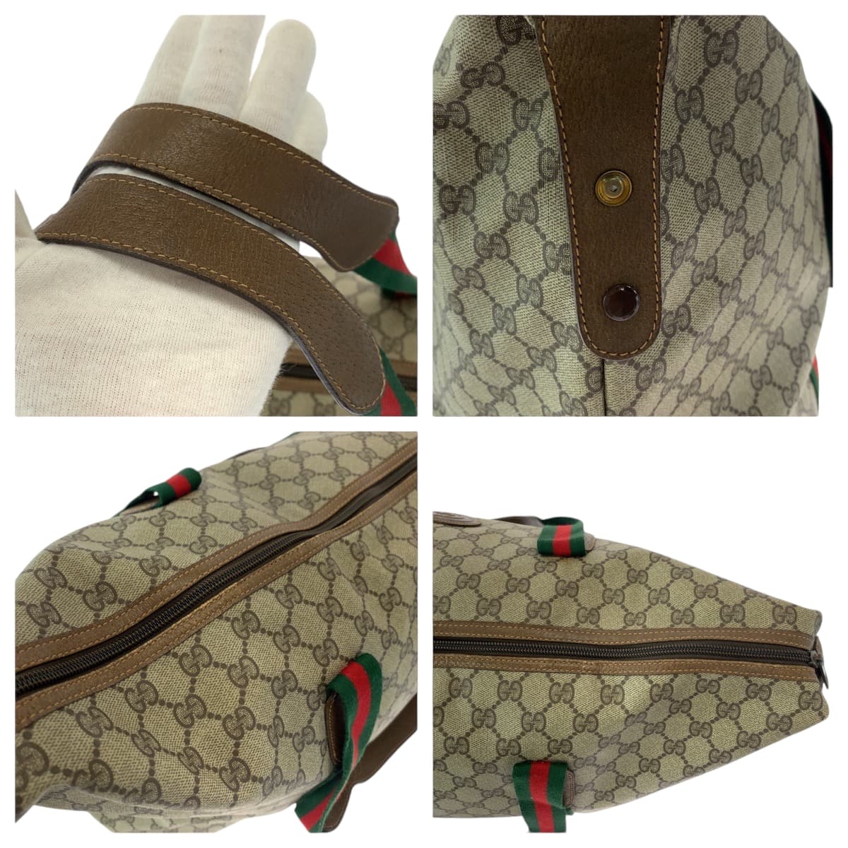 GUCCI Boston Duffel bag 89 19 012 GG Supreme Canvas Beige brown Boston Duffel bag Shoulder Bag Old Gucci Shelly Line Women Used