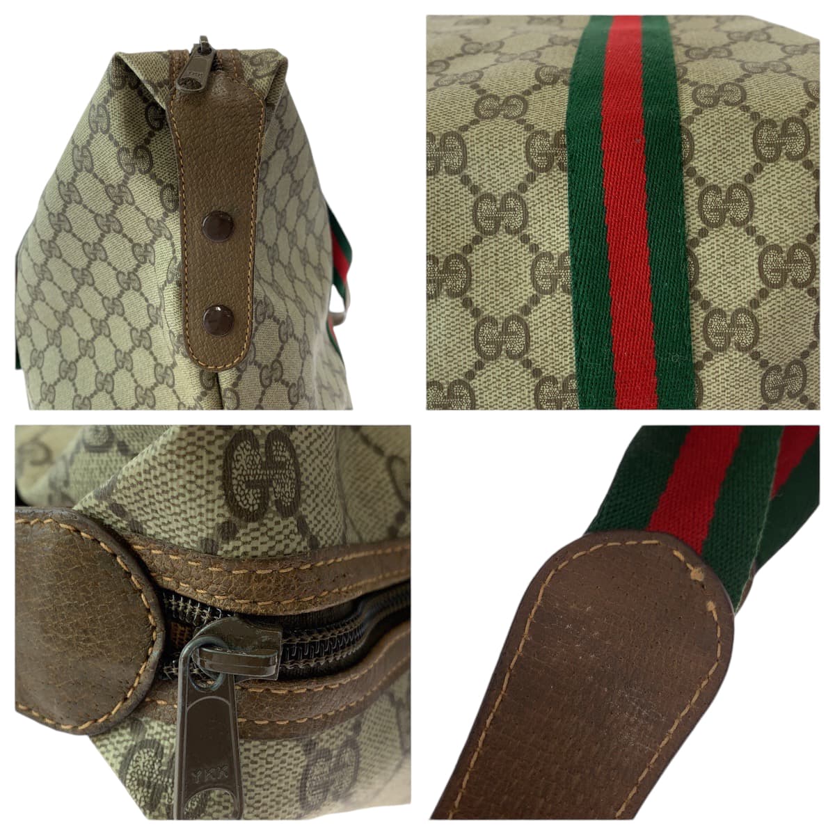 GUCCI Boston Duffel bag 89 19 012 GG Supreme Canvas Beige brown Boston Duffel bag Shoulder Bag Old Gucci Shelly Line Women Used