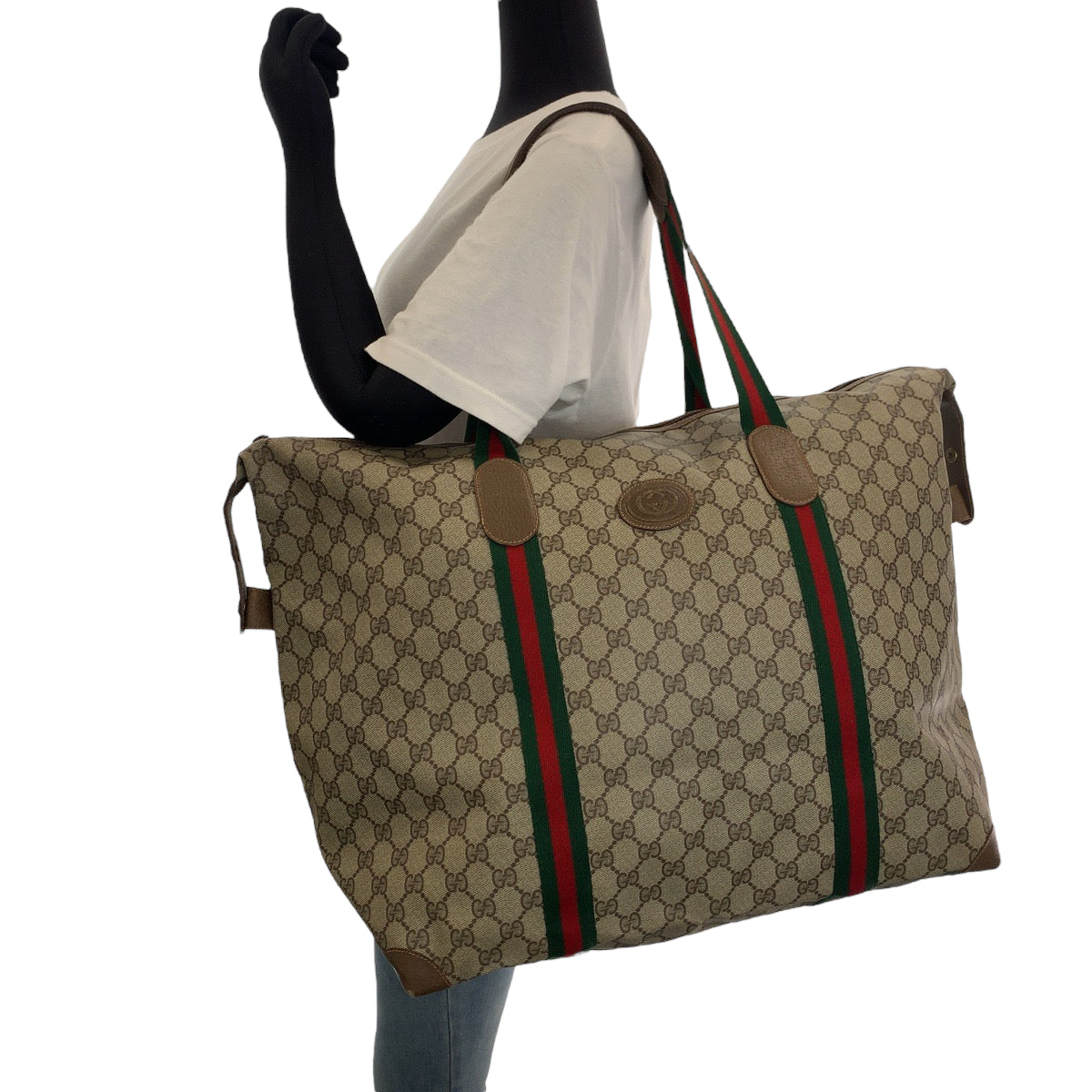 GUCCI Boston Duffel bag 89 19 012 GG Supreme Canvas Beige brown Boston Duffel bag Shoulder Bag Old Gucci Shelly Line Women Used