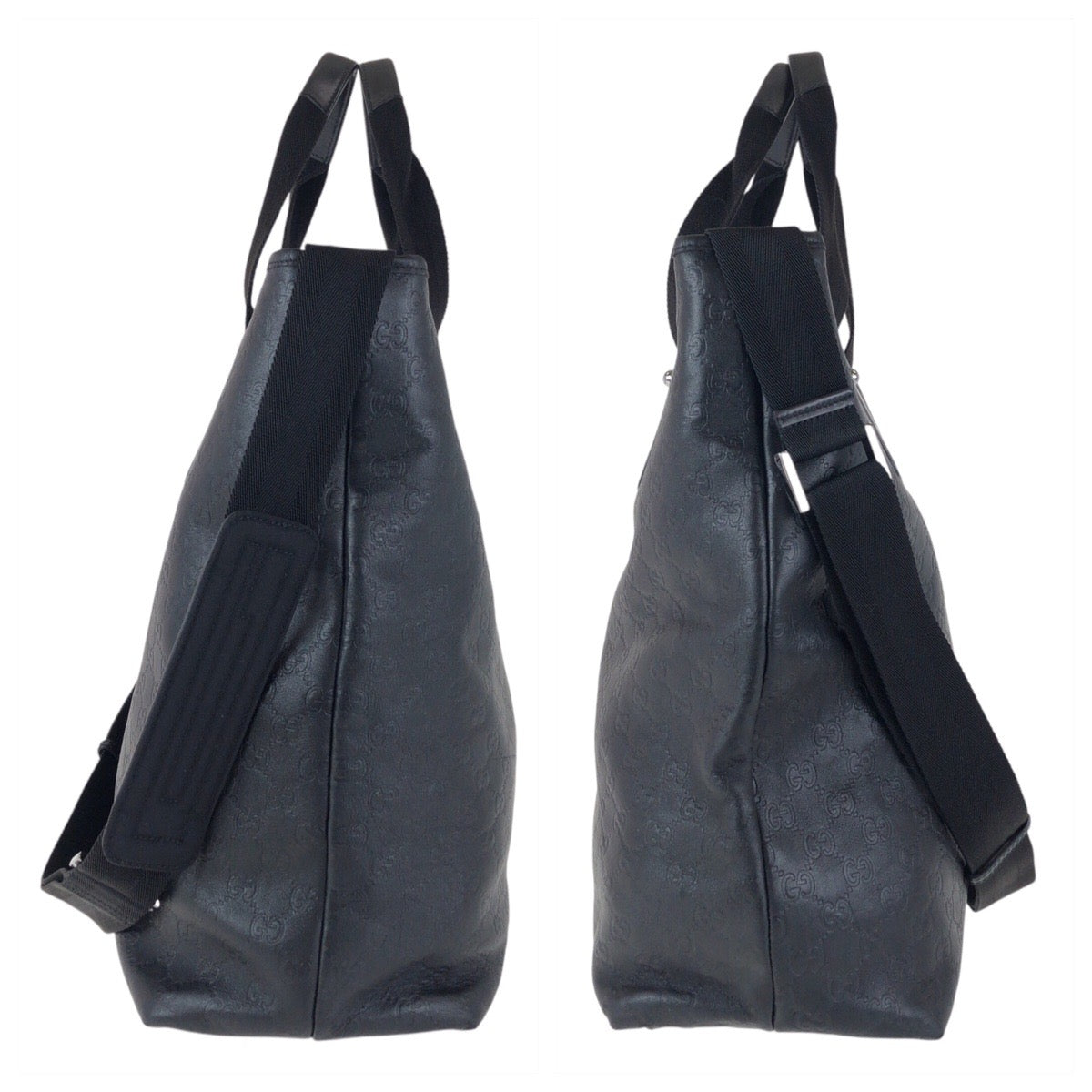 GUCCI Tote Bag 162486 leather Black black Tote Bag Shoulder Bag 2way Guccisima mens Used