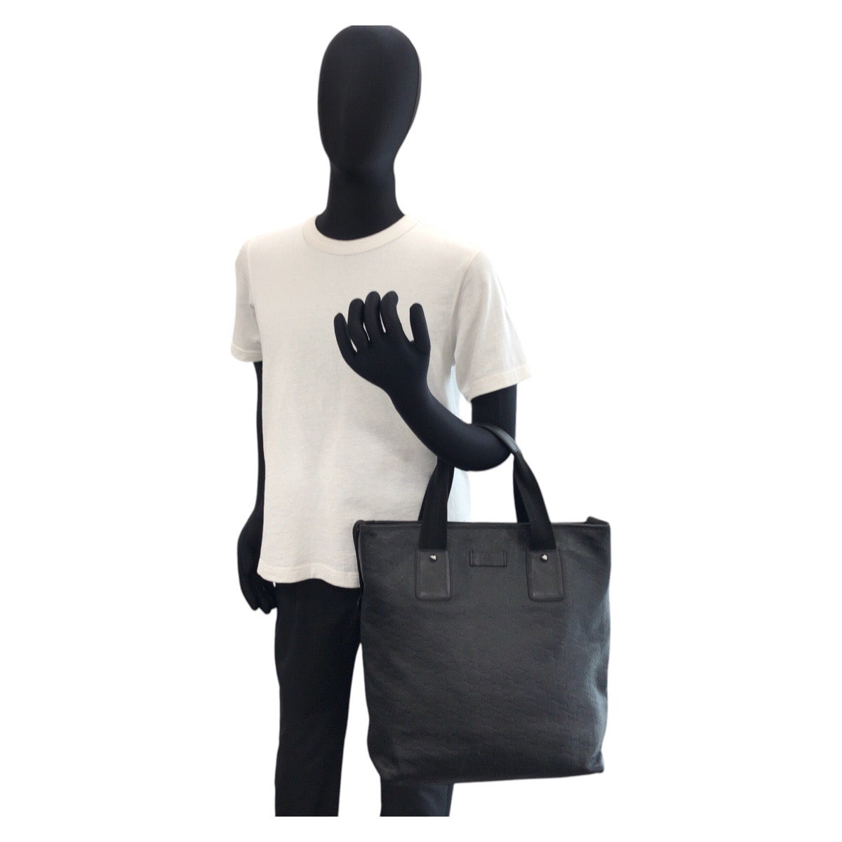 GUCCI Tote Bag 162486 leather Black black Tote Bag Shoulder Bag 2way Guccisima mens Used