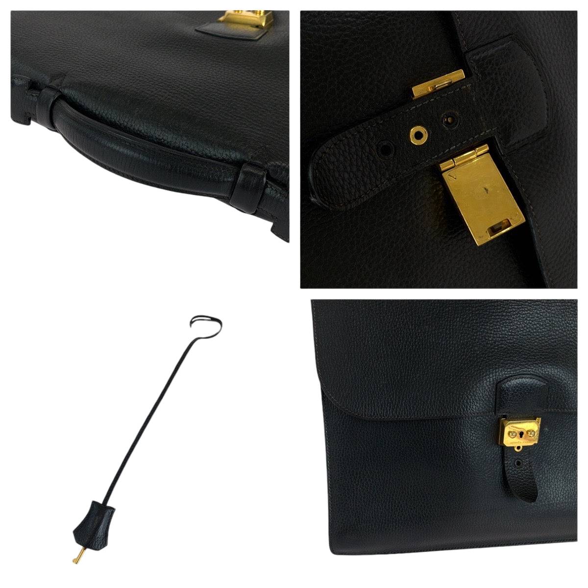 HERMES Business bag Ardenne Black GoldMetal Business bag briefcase Sac Adepeche 38 mens Used