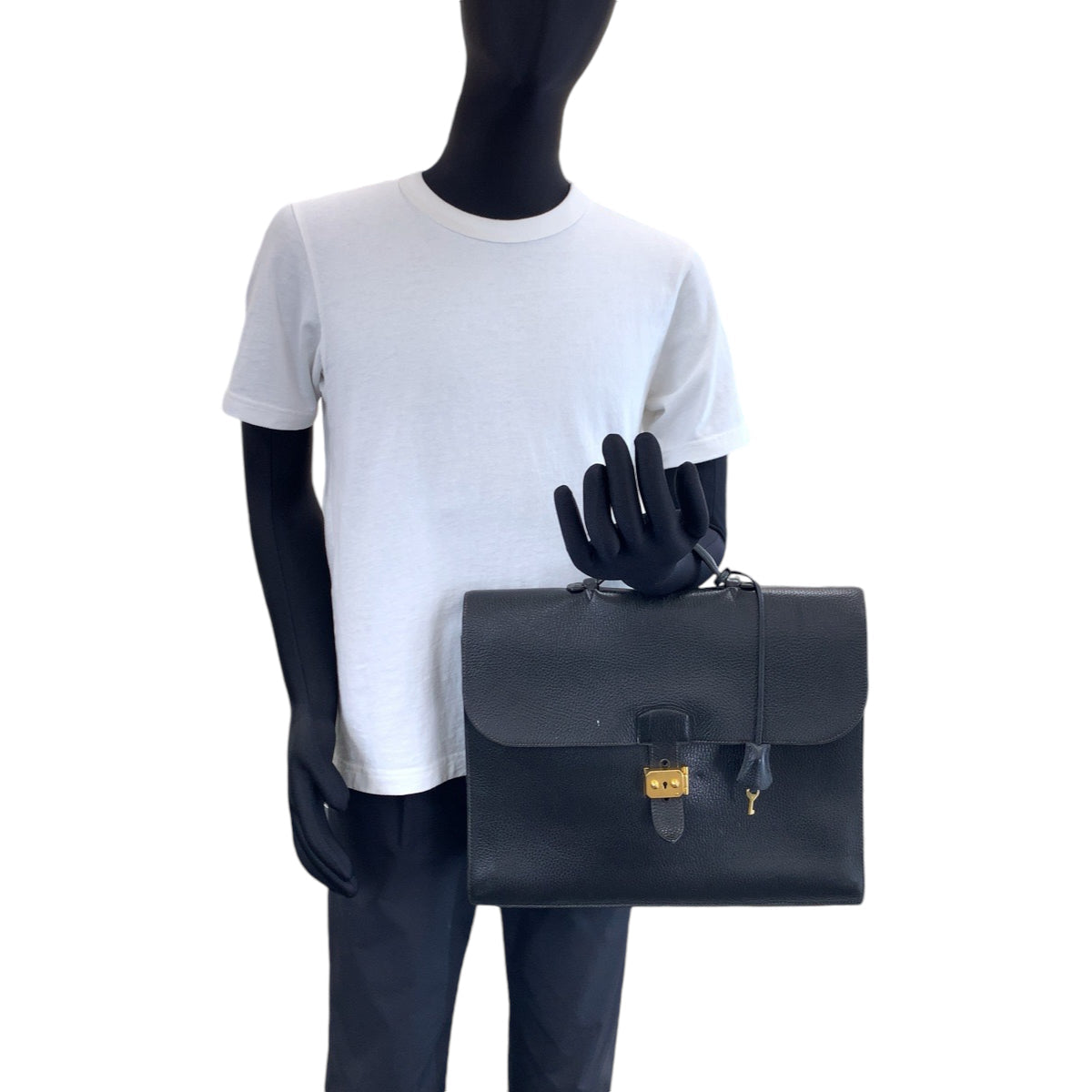 HERMES Business bag Ardenne Black GoldMetal Business bag briefcase Sac Adepeche 38 mens Used
