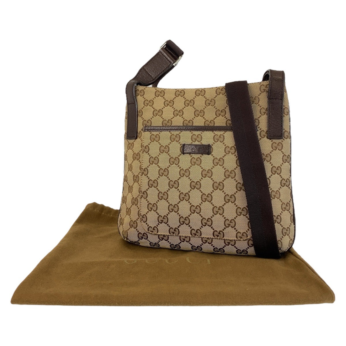 GUCCI Shoulder Bag GG canvas, leather Brown Silver Metal Shoulder Bag Messenger bag Women Used