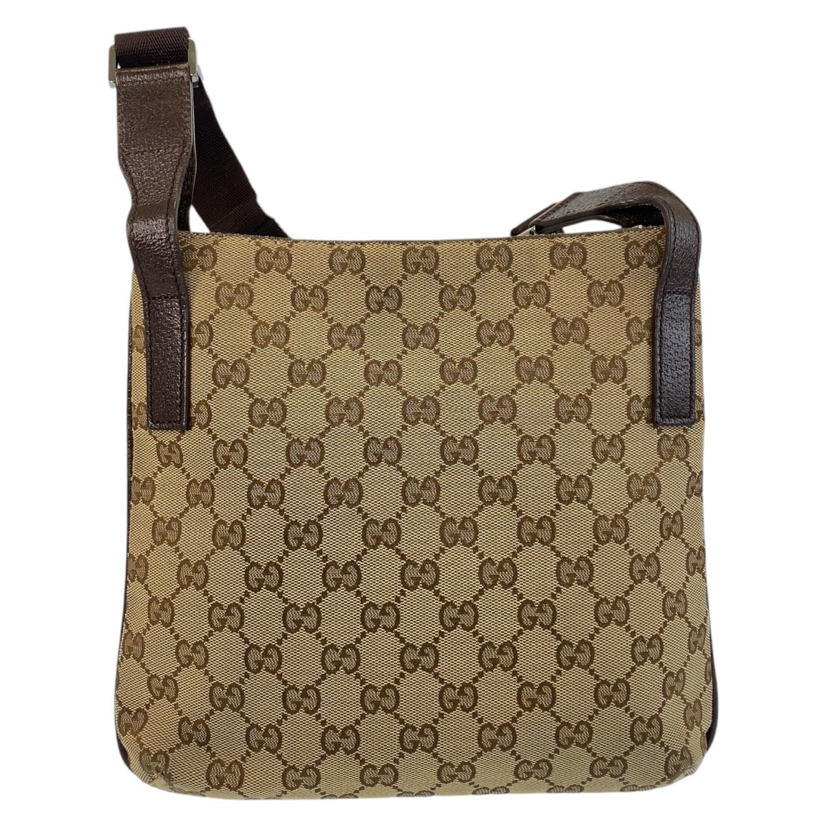 GUCCI Shoulder Bag GG canvas, leather Brown Silver Metal Shoulder Bag Messenger bag Women Used