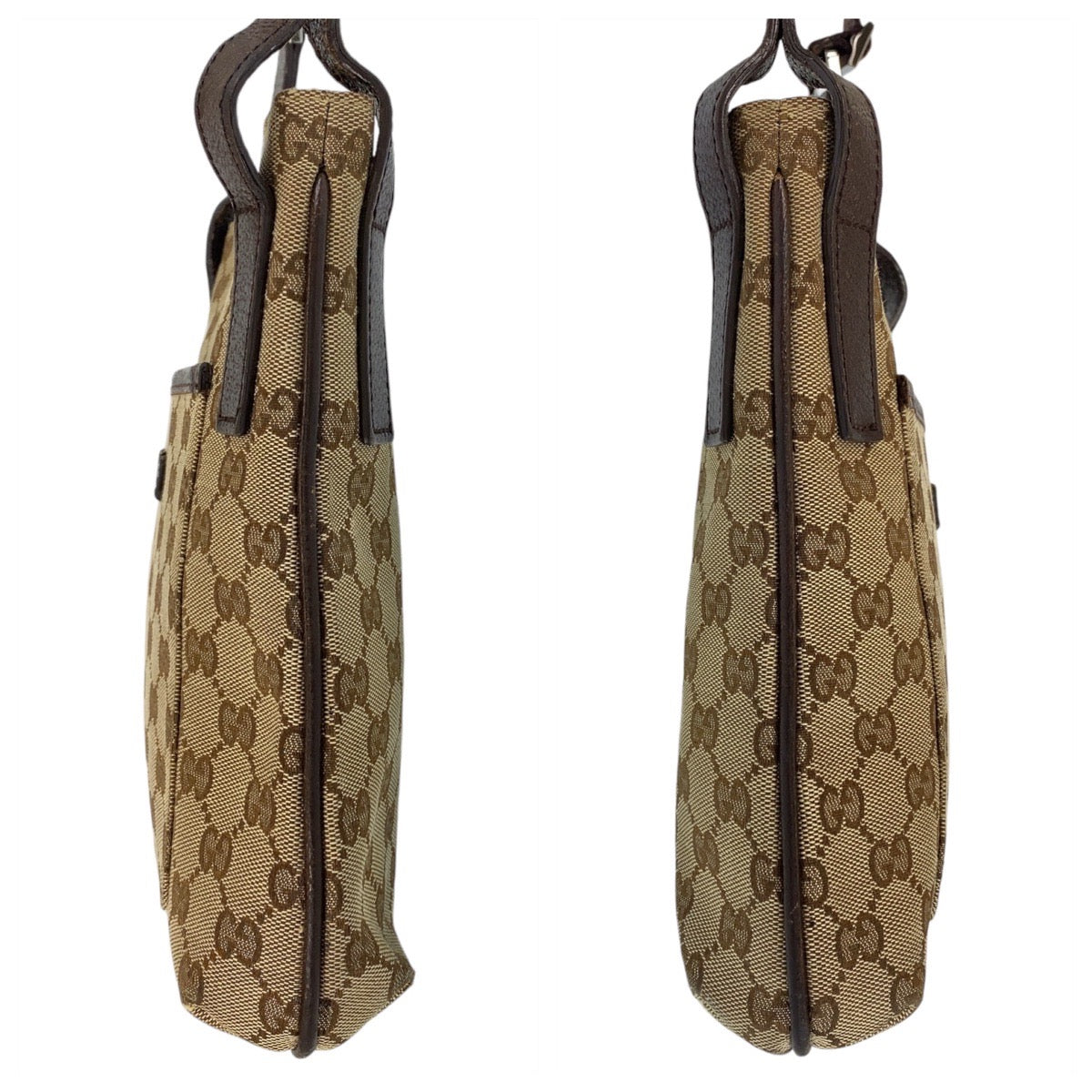 GUCCI Shoulder Bag GG canvas, leather Brown Silver Metal Shoulder Bag Messenger bag Women Used