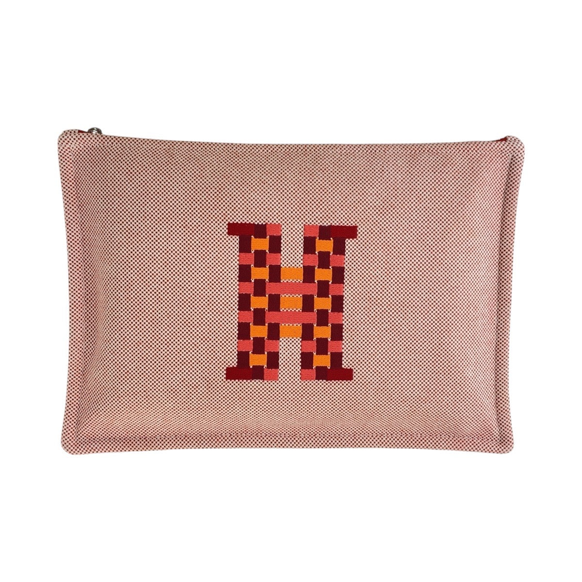 HERMES Clutch bag Tower ash Vermilion Pink SilverMetal Clutch bag pouch H tissage Women Used