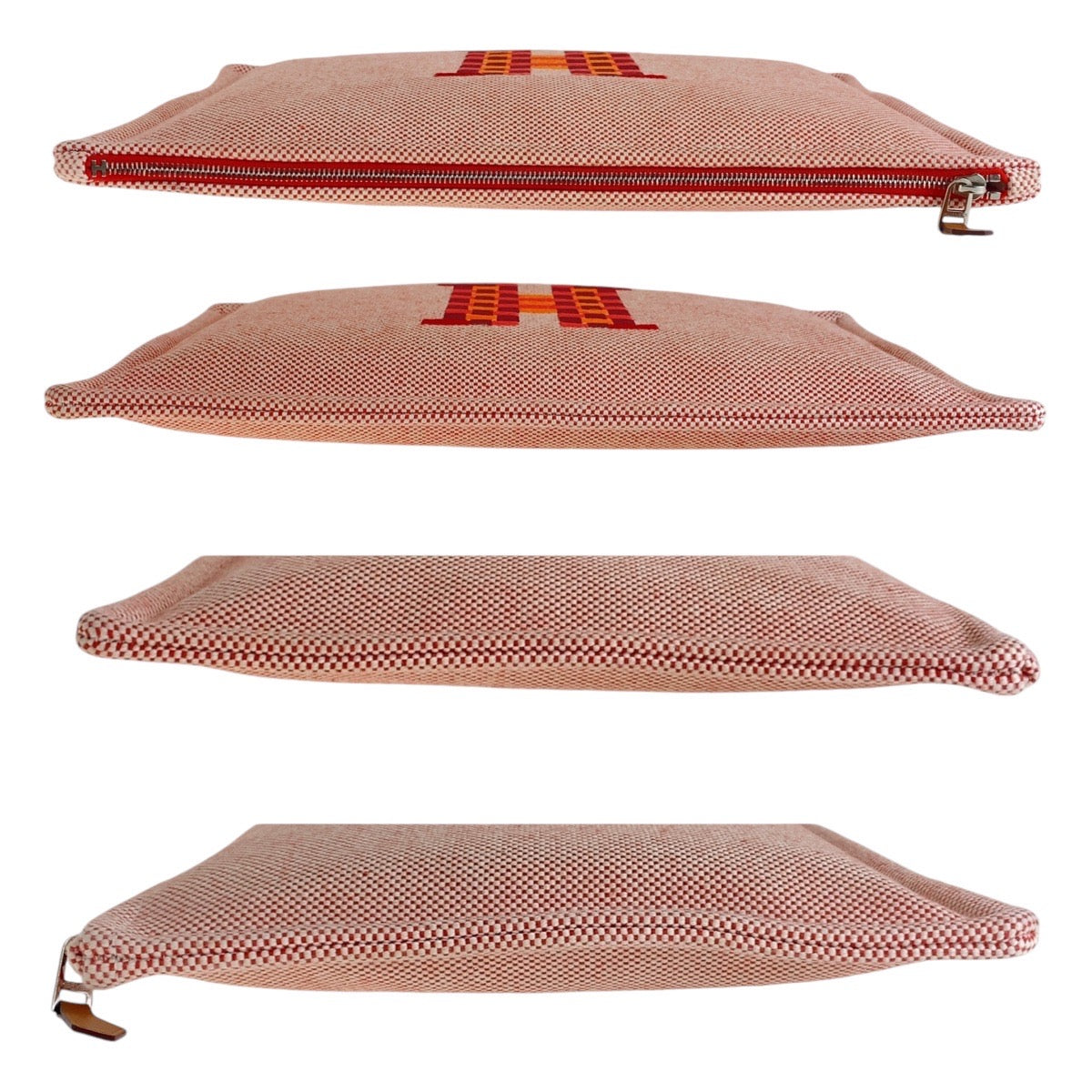 HERMES Clutch bag Tower ash Vermilion Pink SilverMetal Clutch bag pouch H tissage Women Used