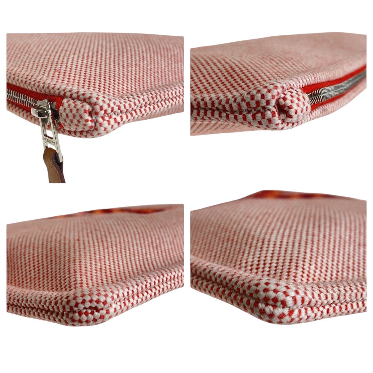 HERMES Clutch bag Tower ash Vermilion Pink SilverMetal Clutch bag pouch H tissage Women Used