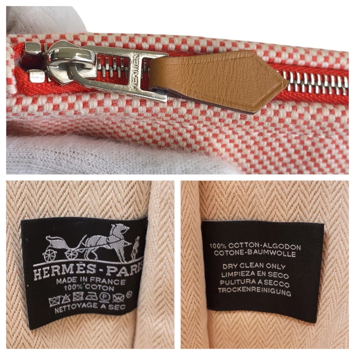 HERMES Clutch bag Tower ash Vermilion Pink SilverMetal Clutch bag pouch H tissage Women Used
