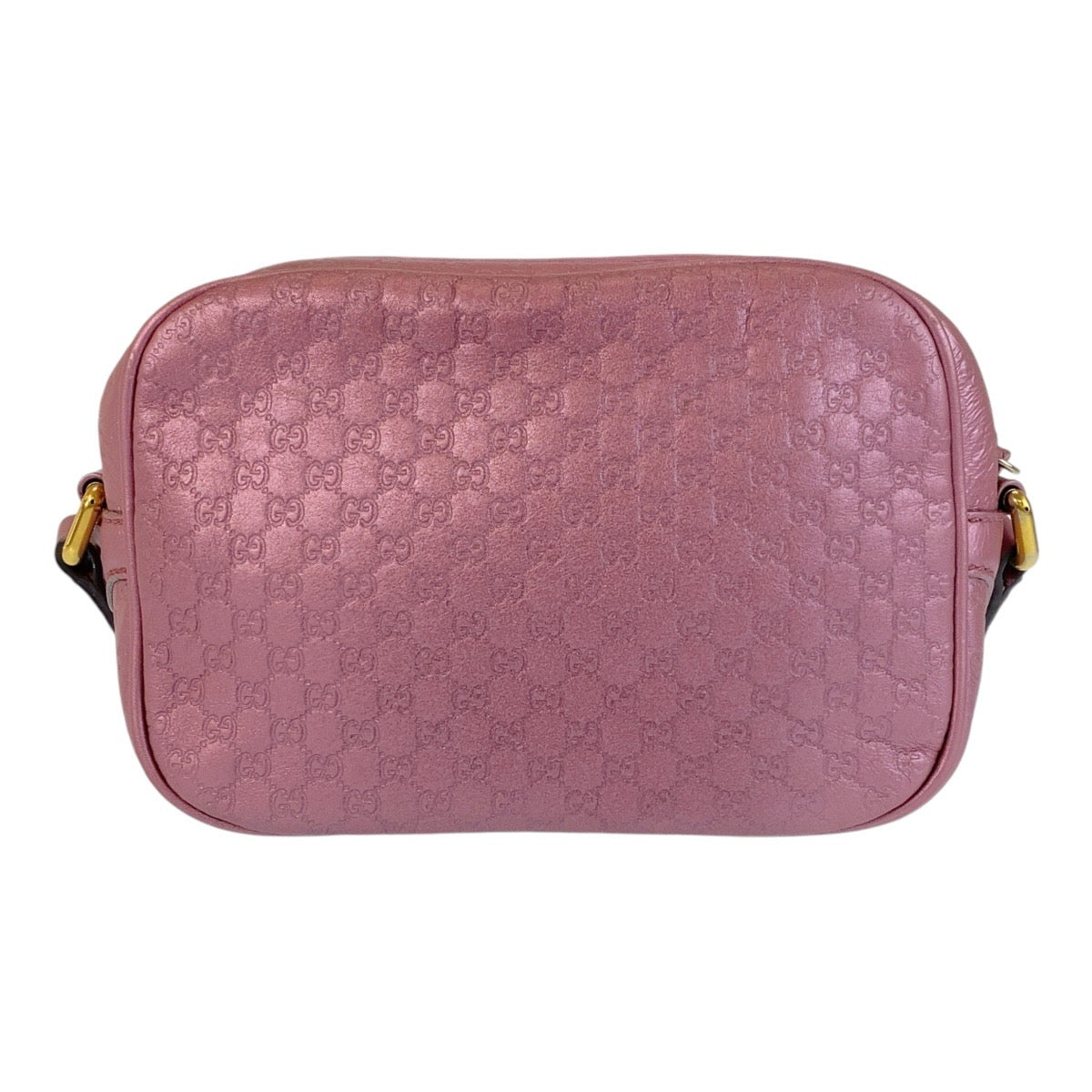 GUCCI Shoulder Bag 309538 leather Metallic Pink GoldMetal Crossbody Shoulder Bag Pochette Micro Guccisima Women Used