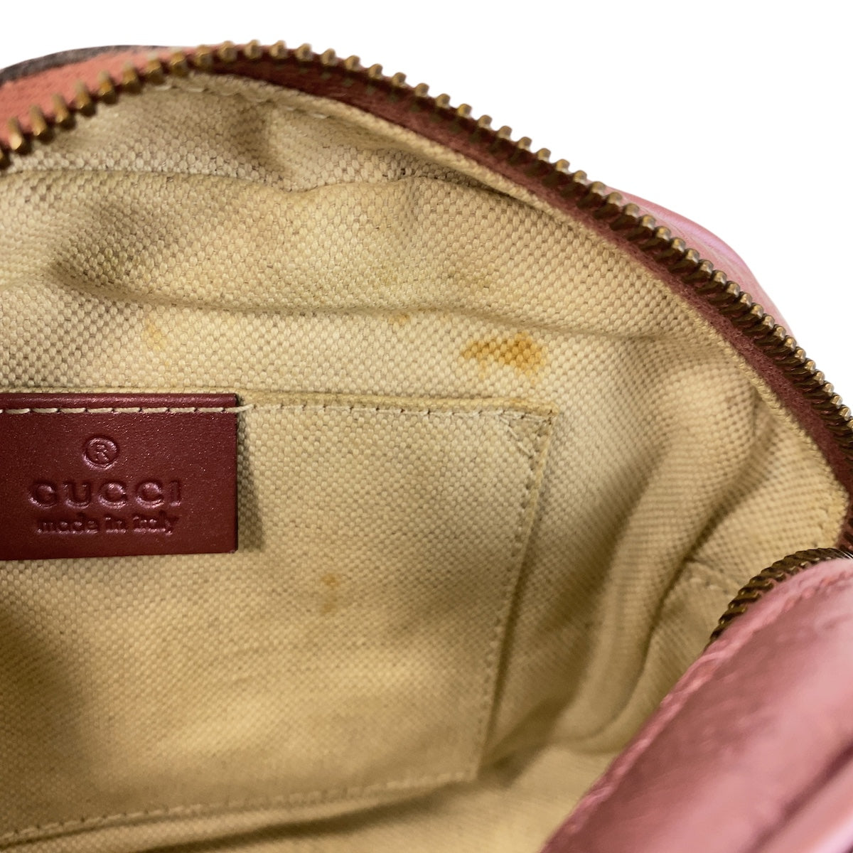 GUCCI Shoulder Bag 309538 leather Metallic Pink GoldMetal Crossbody Shoulder Bag Pochette Micro Guccisima Women Used