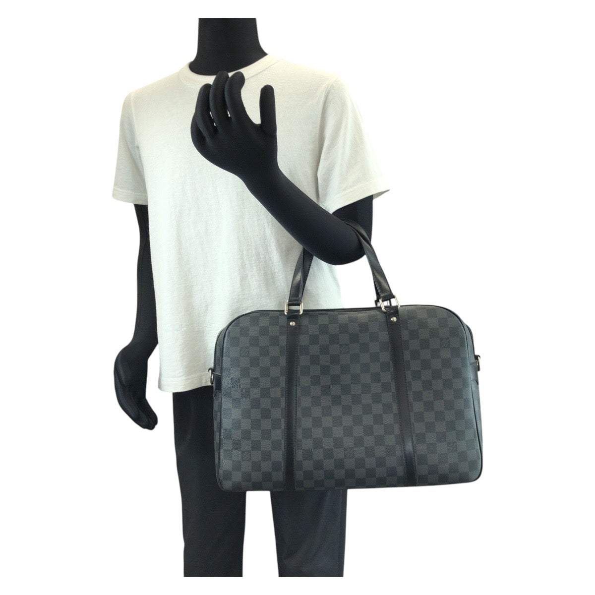 LOUIS VUITTON Business bag N48118 PVC Black SilverMetal Business bag briefcase Damier Graphite Yone mens Used