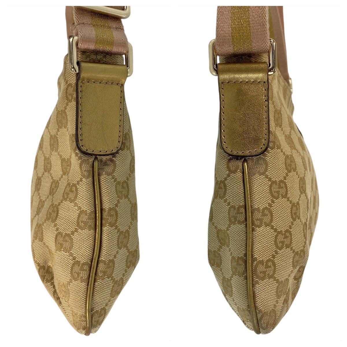GUCCI Shoulder Bag GG canvas Beige Pink Gold Metal Crossbody Shoulder Bag Messenger Bag Sherry line Women Used