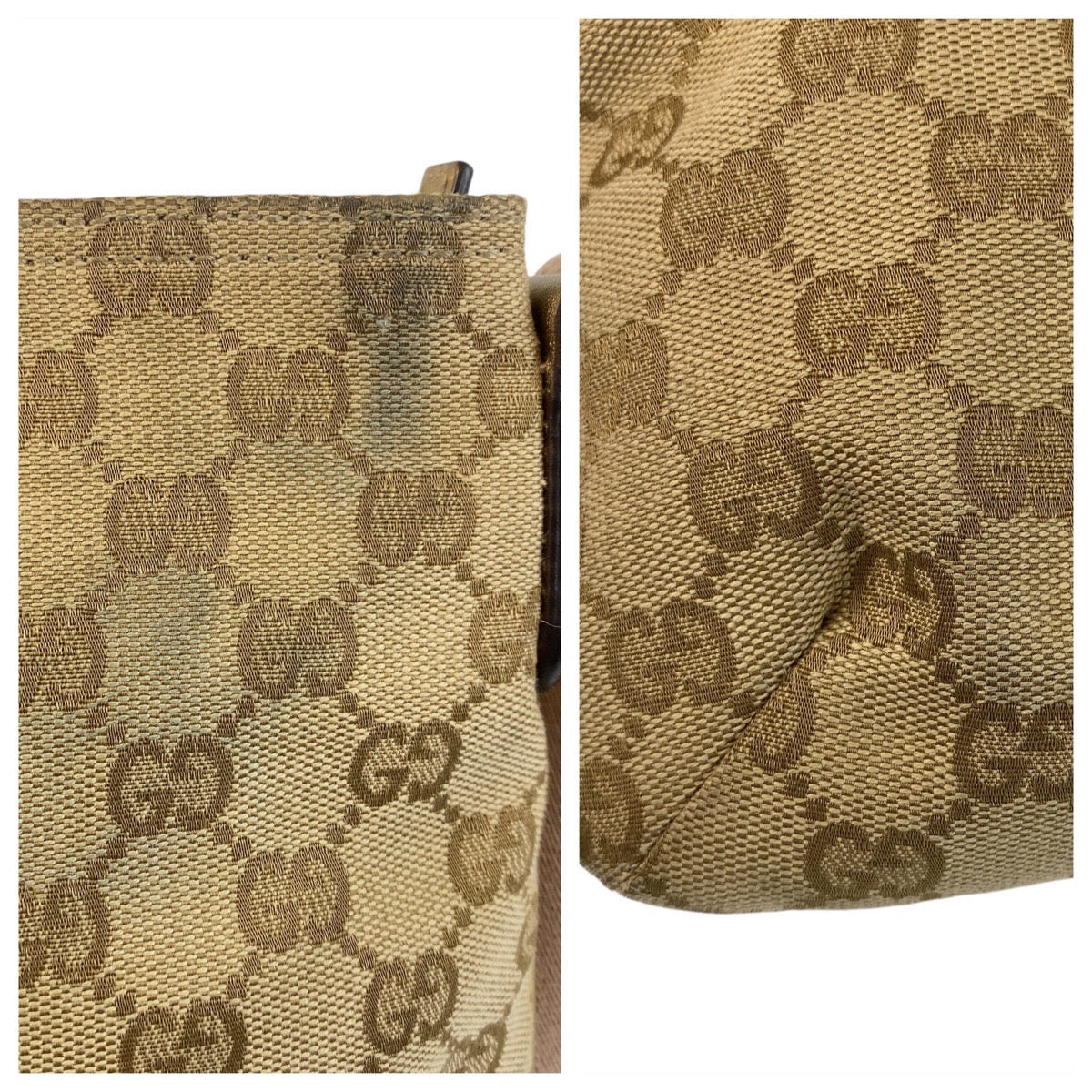GUCCI Shoulder Bag GG canvas Beige Pink Gold Metal Crossbody Shoulder Bag Messenger Bag Sherry line Women Used