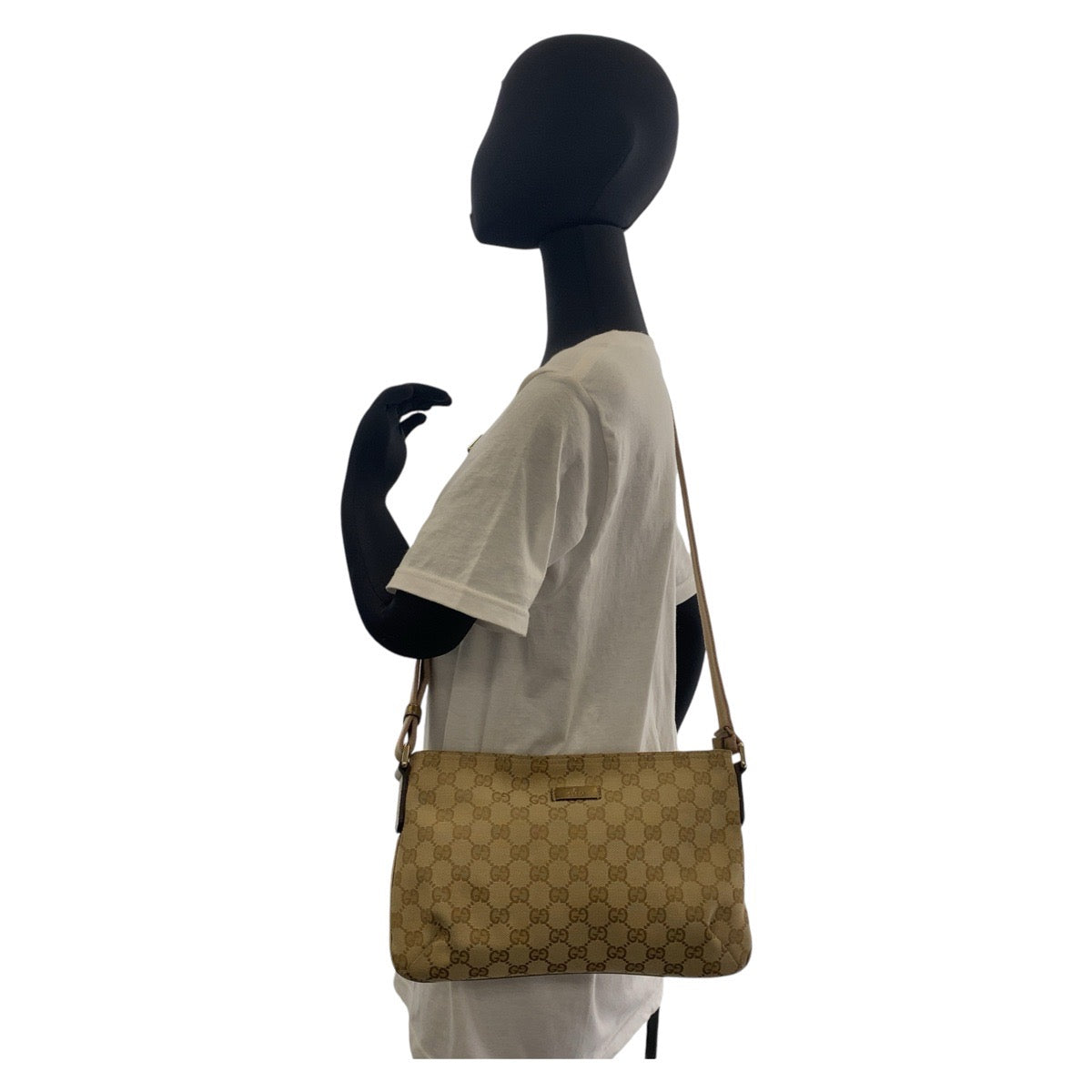 GUCCI Shoulder Bag GG canvas Beige Pink Gold Metal Crossbody Shoulder Bag Messenger Bag Sherry line Women Used