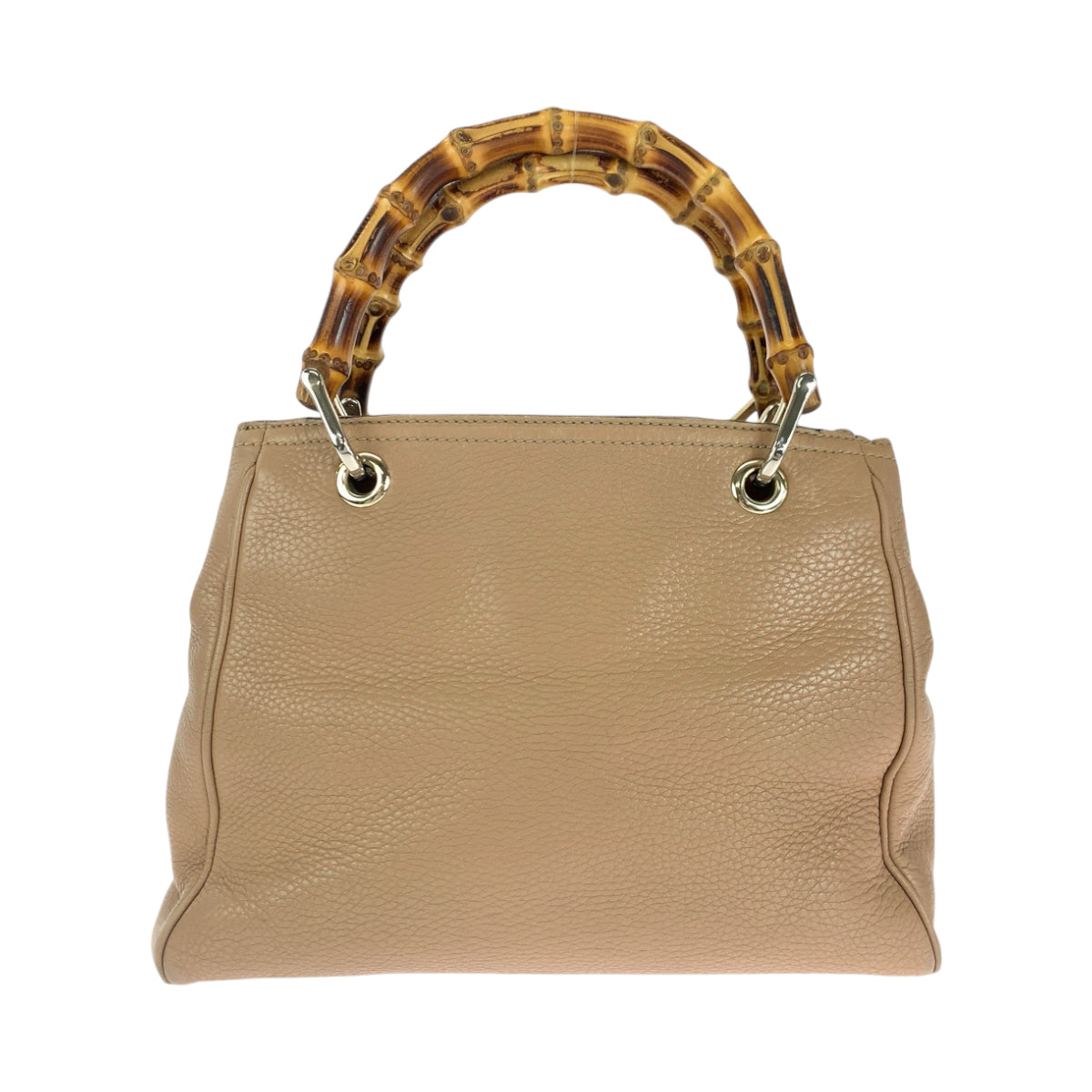 GUCCI Handbag 236032 leather Beige Brown Gold Metal Handbag Bamboo Women Used