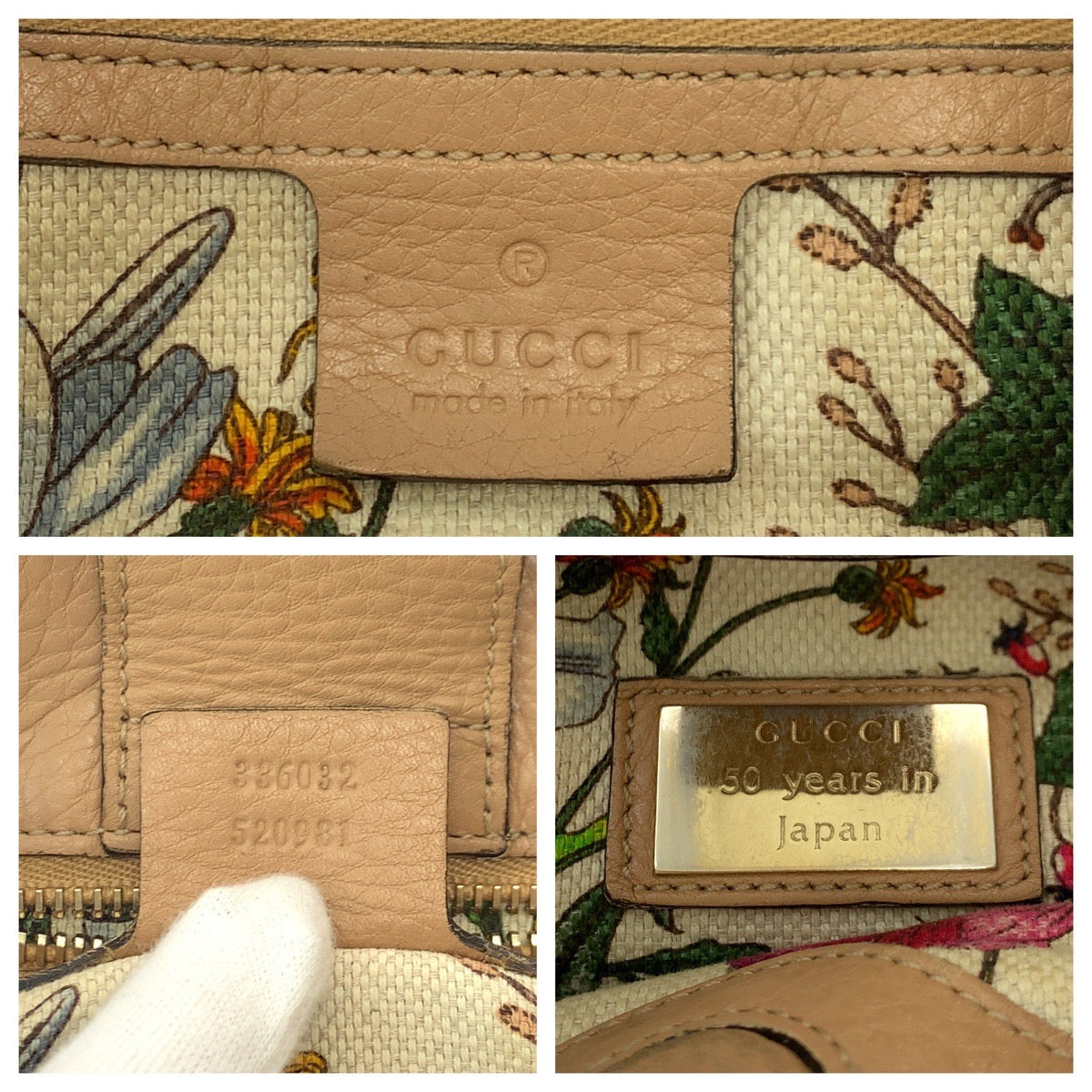 GUCCI Handbag 236032 leather Beige Brown Gold Metal Handbag Bamboo Women Used