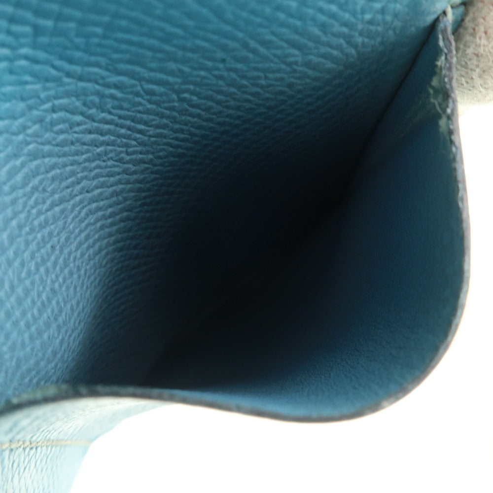HERMES Bifold Wallet Epsom blue Kelly wallet unisex(Unisex) Used