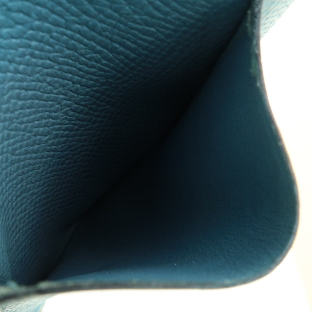 HERMES Bifold Wallet Epsom blue Kelly wallet unisex(Unisex) Used