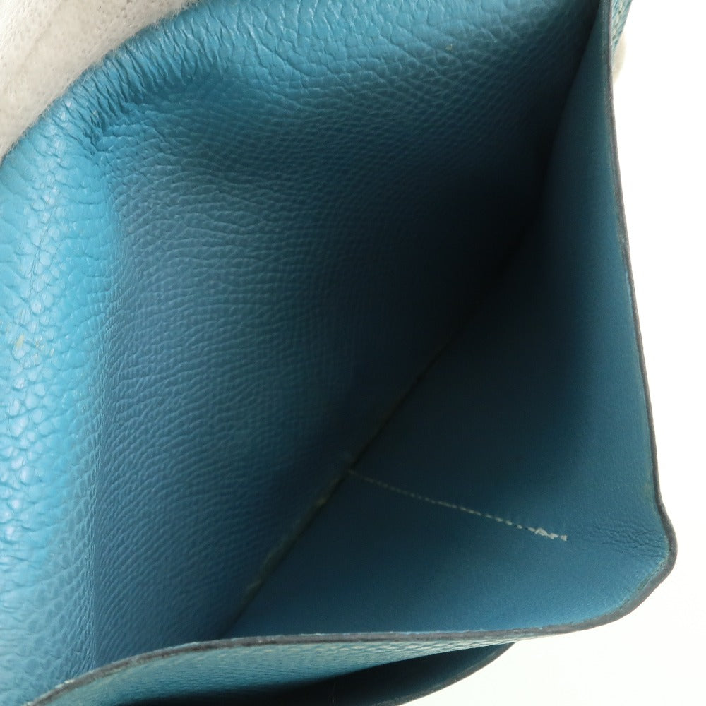 HERMES Bifold Wallet Epsom blue Kelly wallet unisex(Unisex) Used