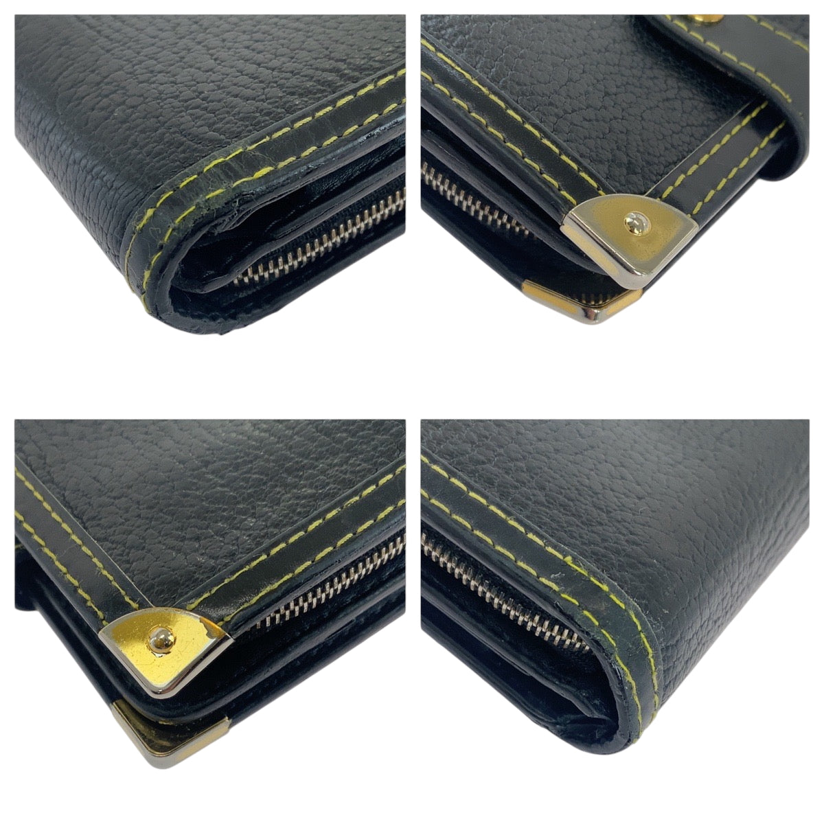 LOUIS VUITTON Bifold Wallet M91828 leather black Suhari