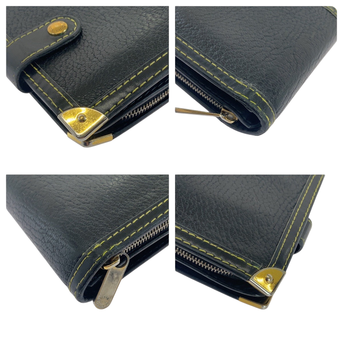 LOUIS VUITTON Bifold Wallet M91828 leather black Suhari
