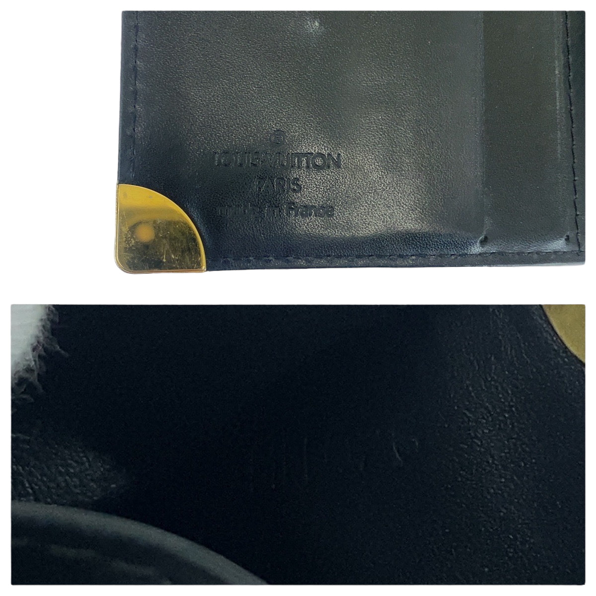 LOUIS VUITTON Bifold Wallet M91828 leather black Suhari
