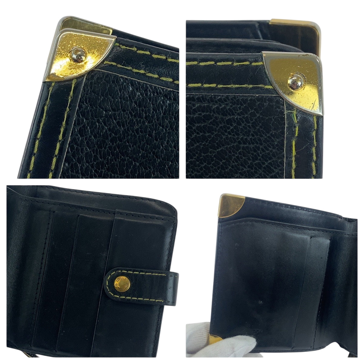 LOUIS VUITTON Bifold Wallet M91828 leather black Suhari