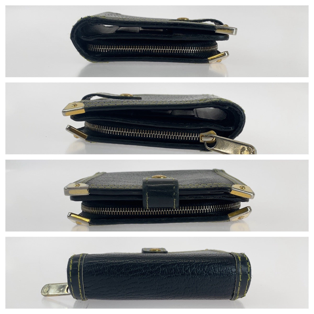 LOUIS VUITTON Bifold Wallet M91828 leather black Suhari