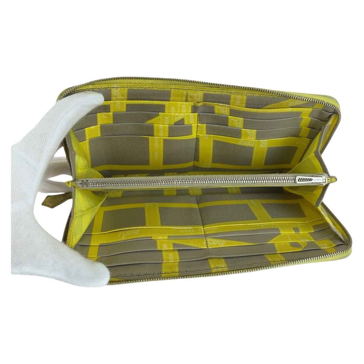 HERMES Long Wallet Purse Epsom Light yellow Long Wallet Purse Azap long silk in Women Used
