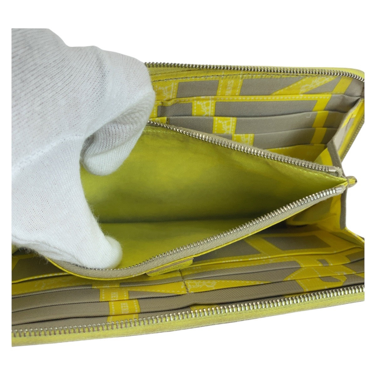 HERMES Long Wallet Purse Epsom Light yellow Long Wallet Purse Azap long silk in Women Used