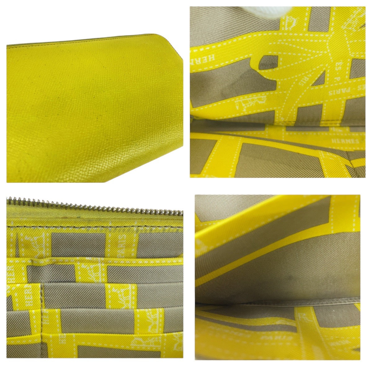 HERMES Long Wallet Purse Epsom Light yellow Long Wallet Purse Azap long silk in Women Used