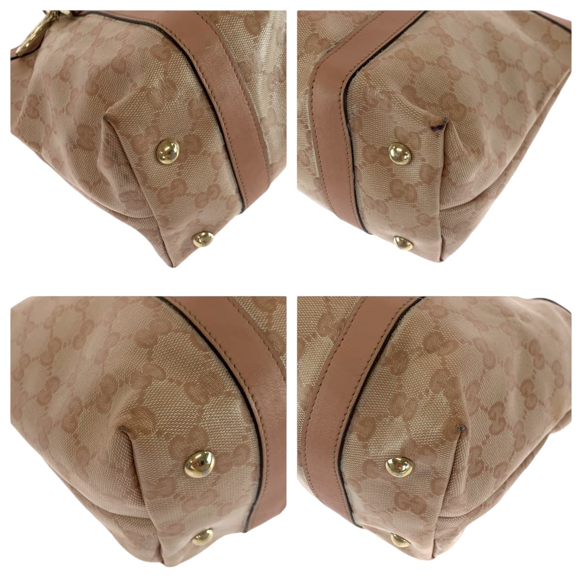 GUCCI Tote Bag 141470 PVC Pink Gold Metal Tote Bag Shoulder Bag Guccisima Women Used