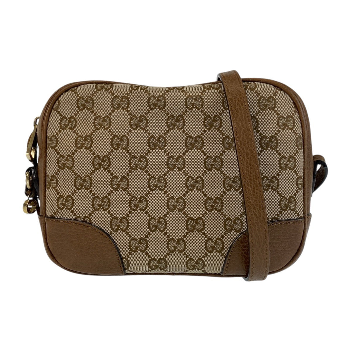 GUCCI Shoulder Bag 449413 GG canvas, leather Brown Gold Metal Crossbody Shoulder Bag Pochette Women Used