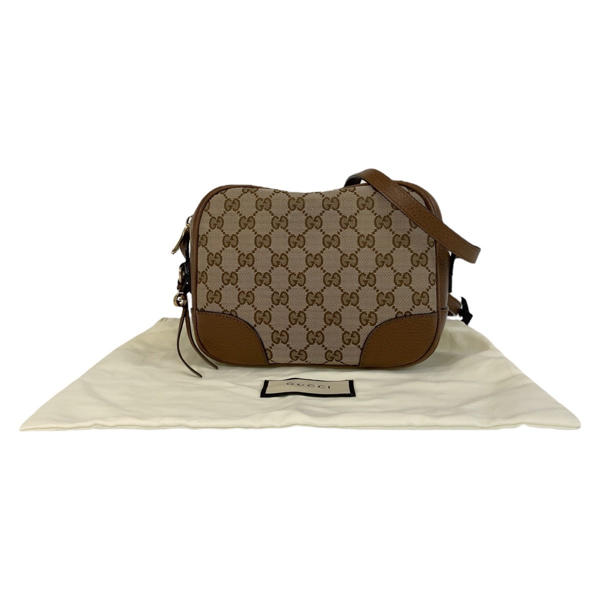 GUCCI Shoulder Bag 449413 GG canvas, leather Brown Gold Metal Crossbody Shoulder Bag Pochette Women Used