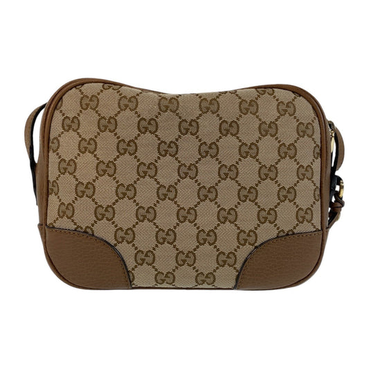 GUCCI Shoulder Bag 449413 GG canvas, leather Brown Gold Metal Crossbody Shoulder Bag Pochette Women Used