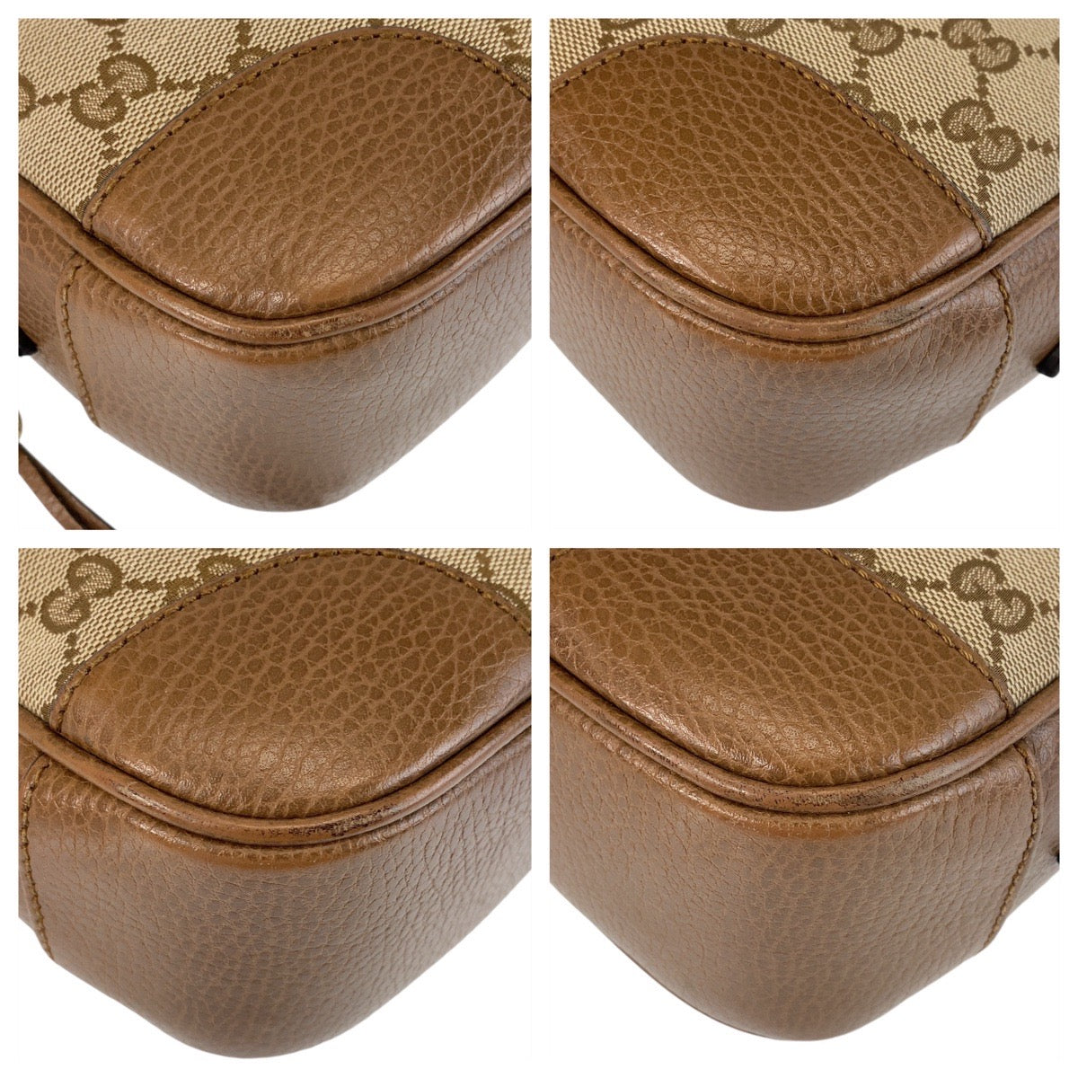 GUCCI Shoulder Bag 449413 GG canvas, leather Brown Gold Metal Crossbody Shoulder Bag Pochette Women Used