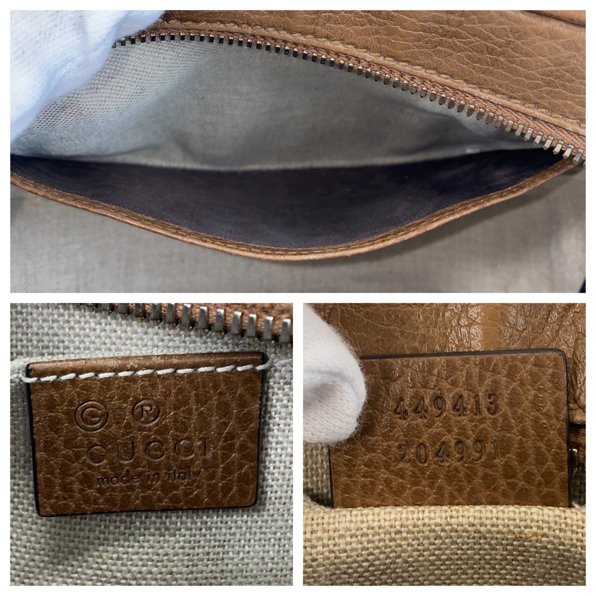 GUCCI Shoulder Bag 449413 GG canvas, leather Brown Gold Metal Crossbody Shoulder Bag Pochette Women Used