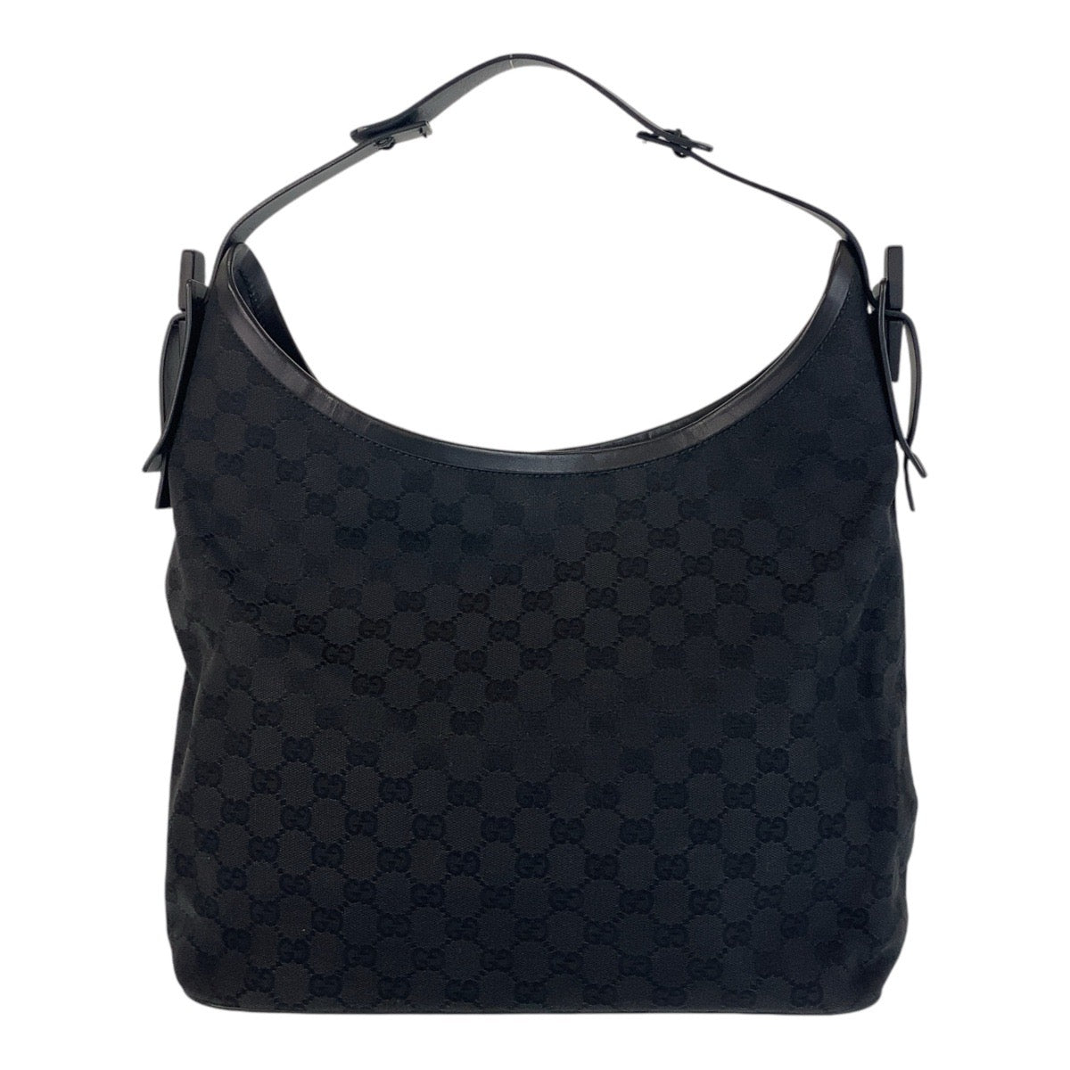 GUCCI Shoulder Bag 106242 GG canvas, leather Black black Hobo Shoulder Bag Women Used