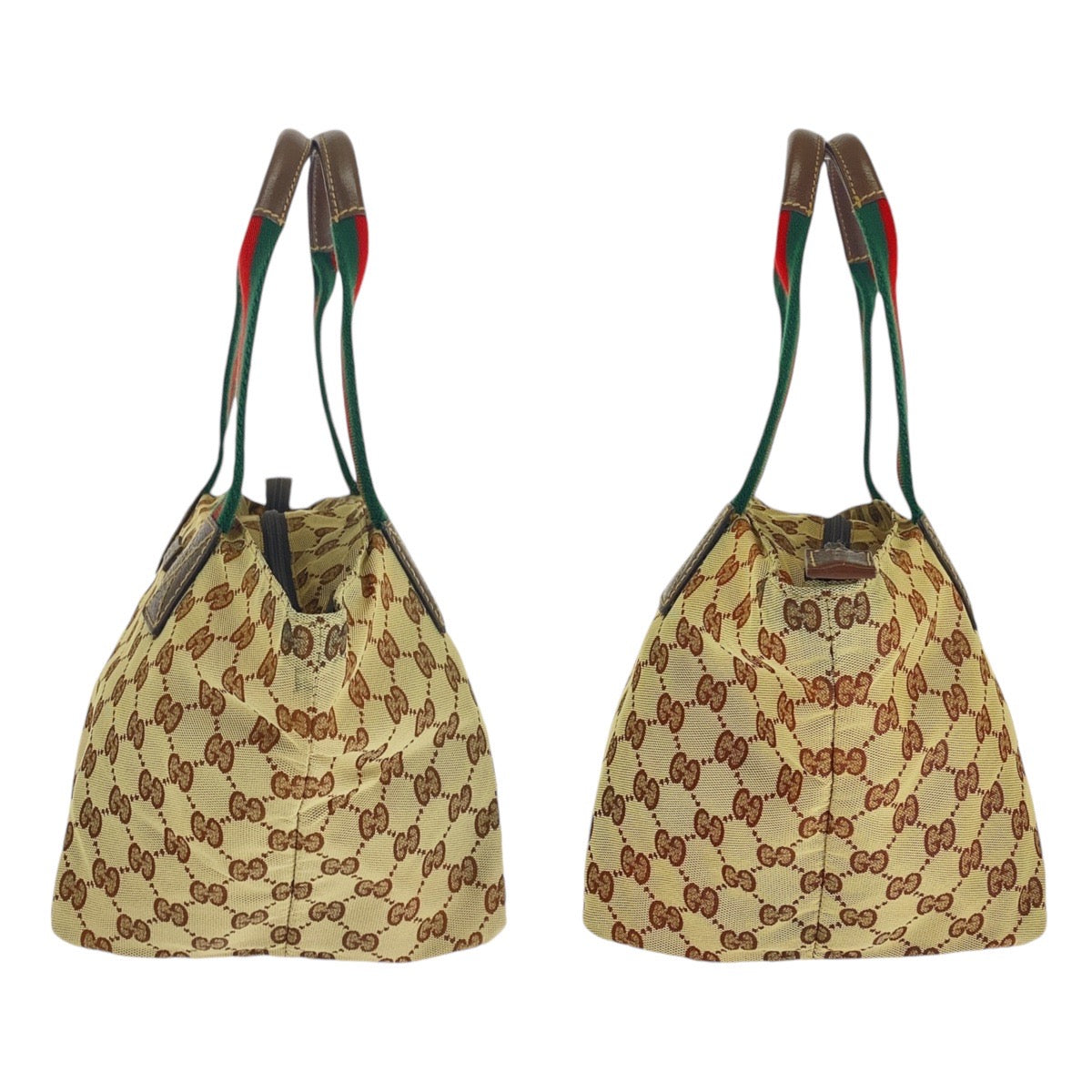GUCCI Tote Bag 131228 GG canvas, leather Brown beige Tote Bag Shoulder Bag Sherry line Women Used