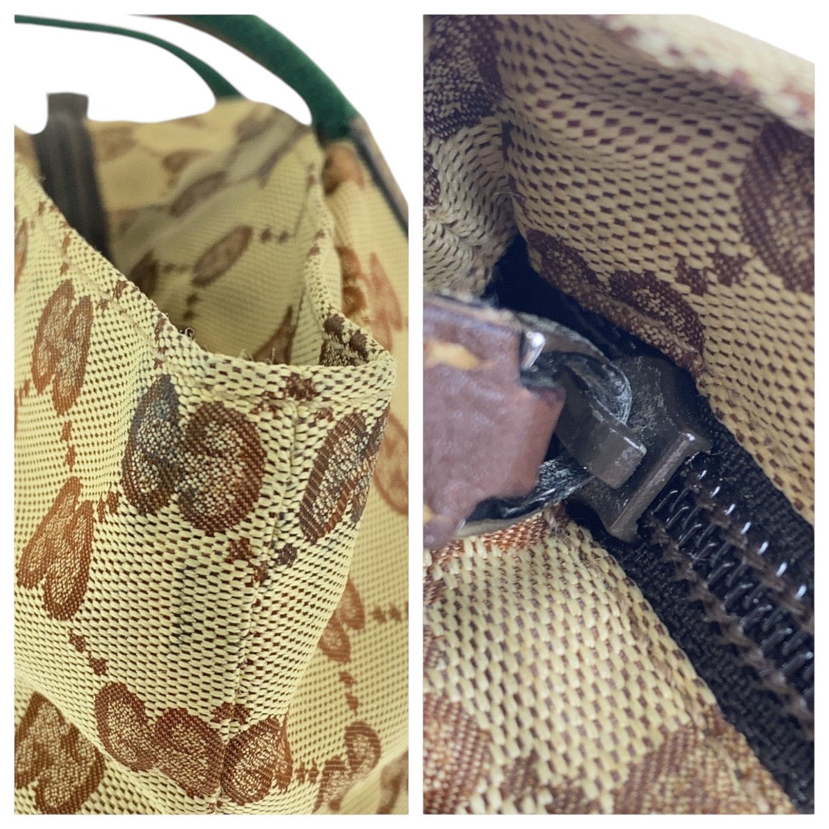 GUCCI Tote Bag 131228 GG canvas, leather Brown beige Tote Bag Shoulder Bag Sherry line Women Used