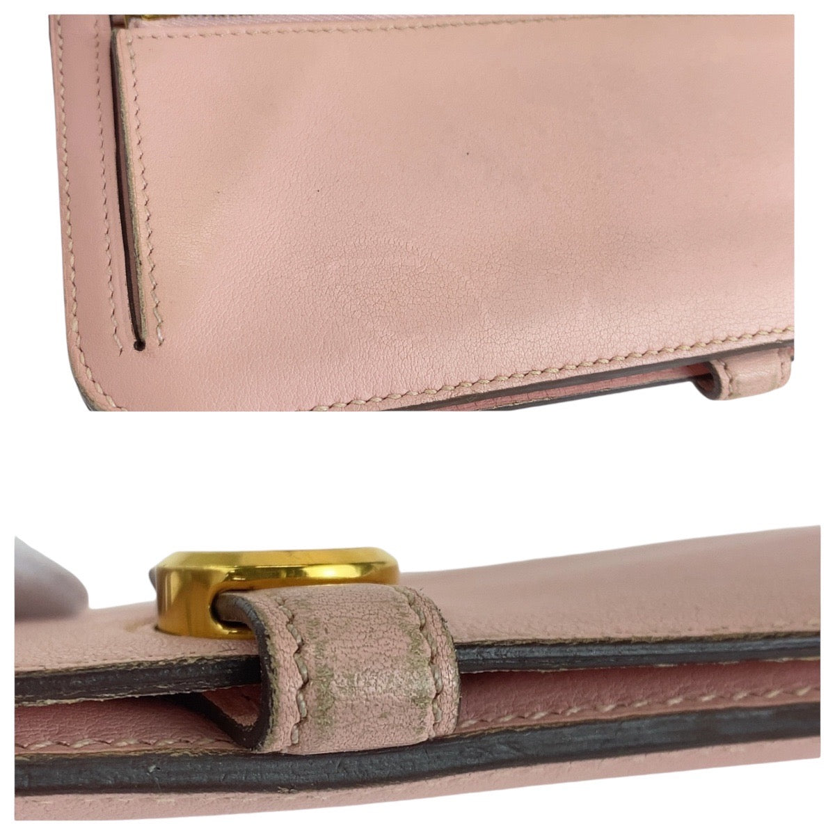 HERMES Long Wallet Purse Vaux Swift Pink Rose Sakura Long Wallet Purse Dogon Long Women Used