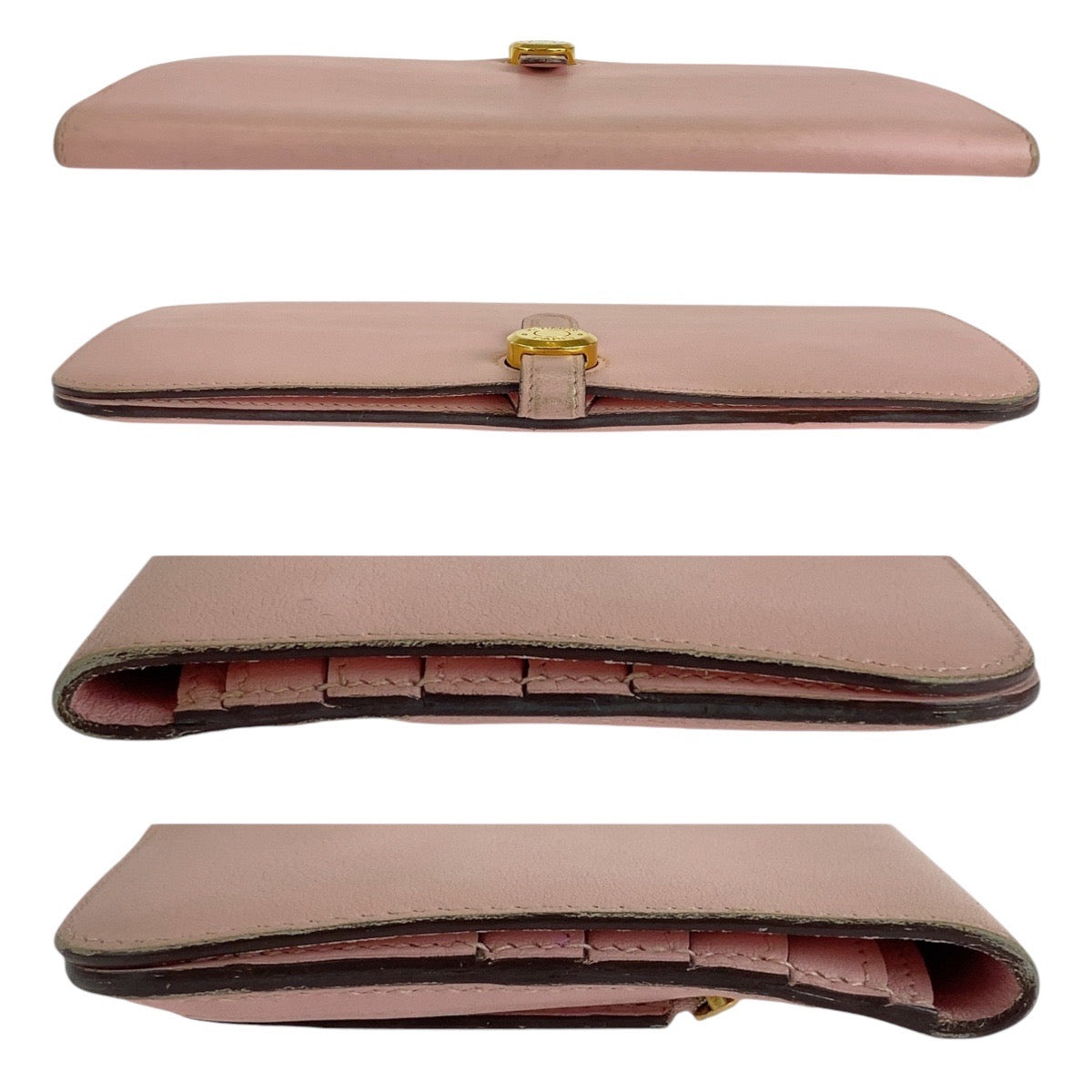 HERMES Long Wallet Purse Vaux Swift Pink Rose Sakura Long Wallet Purse Dogon Long Women Used