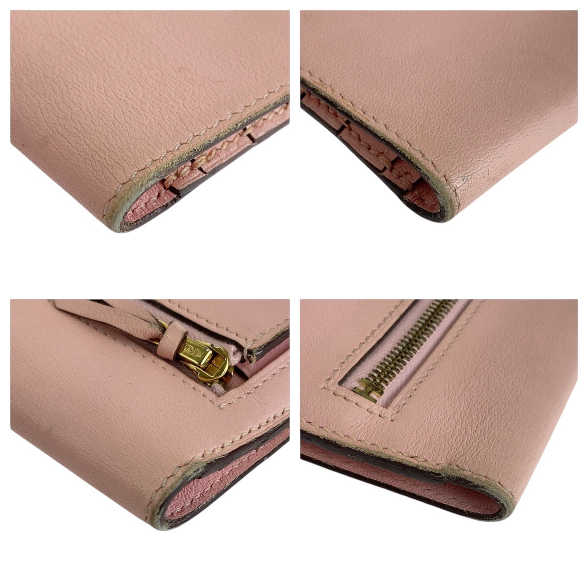 HERMES Long Wallet Purse Vaux Swift Pink Rose Sakura Long Wallet Purse Dogon Long Women Used