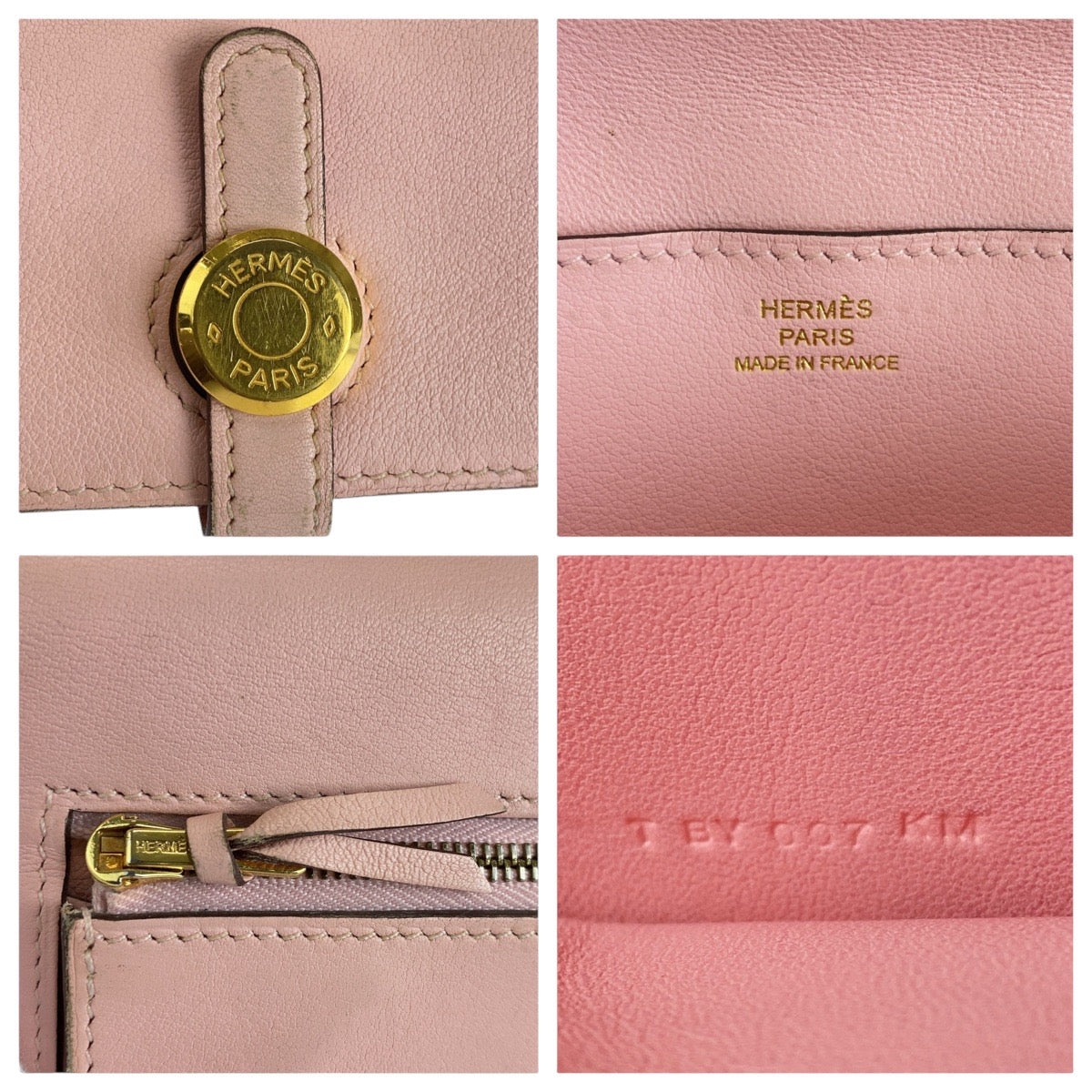 HERMES Long Wallet Purse Vaux Swift Pink Rose Sakura Long Wallet Purse Dogon Long Women Used
