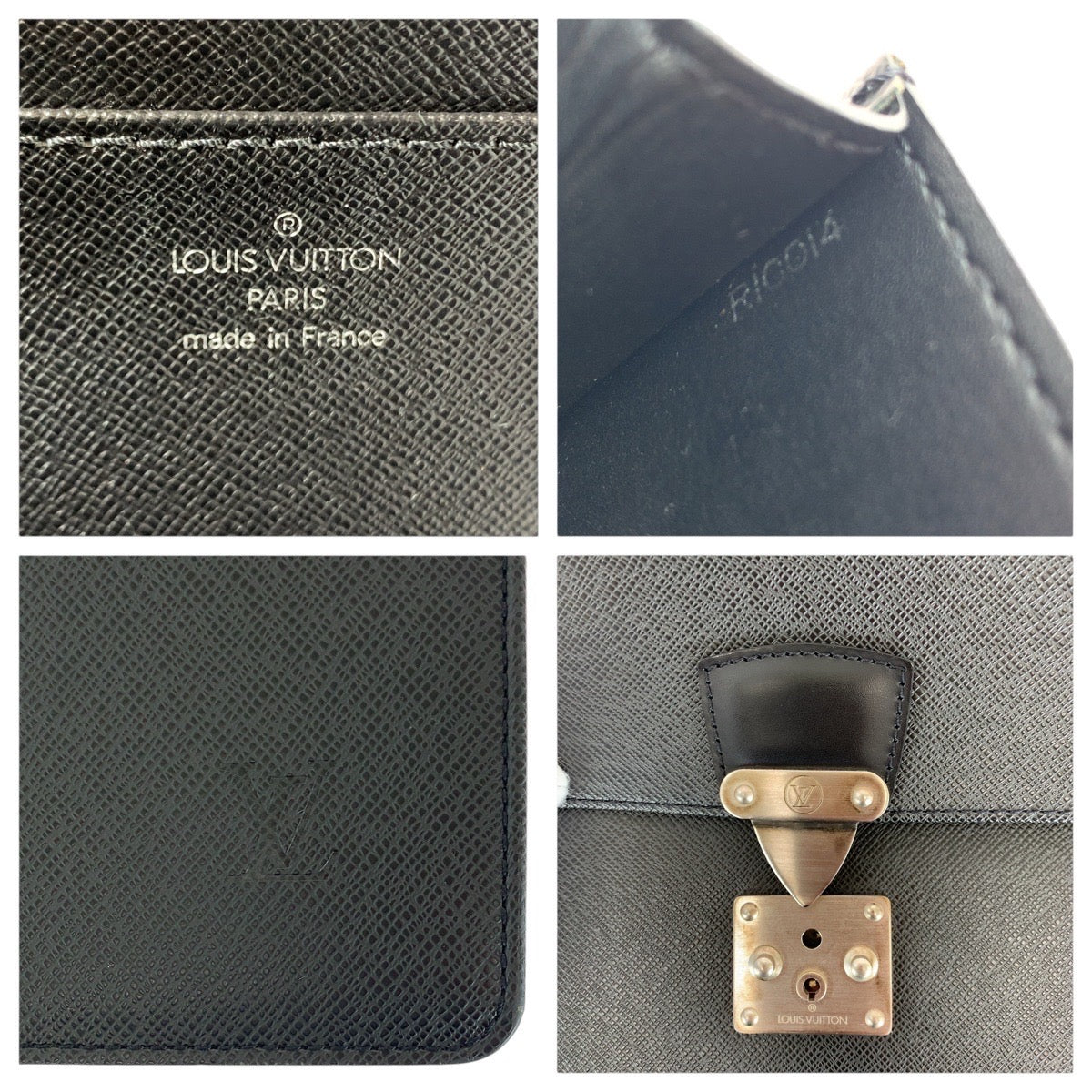 LOUIS VUITTON Business bag M30032 leather Ardoise Black SilverMetal Business bag briefcase Taiga Moscova mens Used