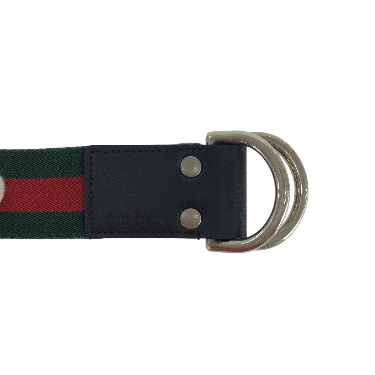 GUCCI belt 451136 canvas Green Red SilverMetal Sherry line 34